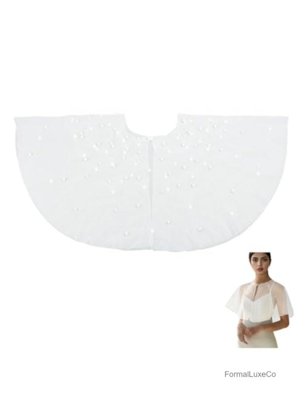 Pearl Bridal Shawl Wedding Cape Polyester Wrap